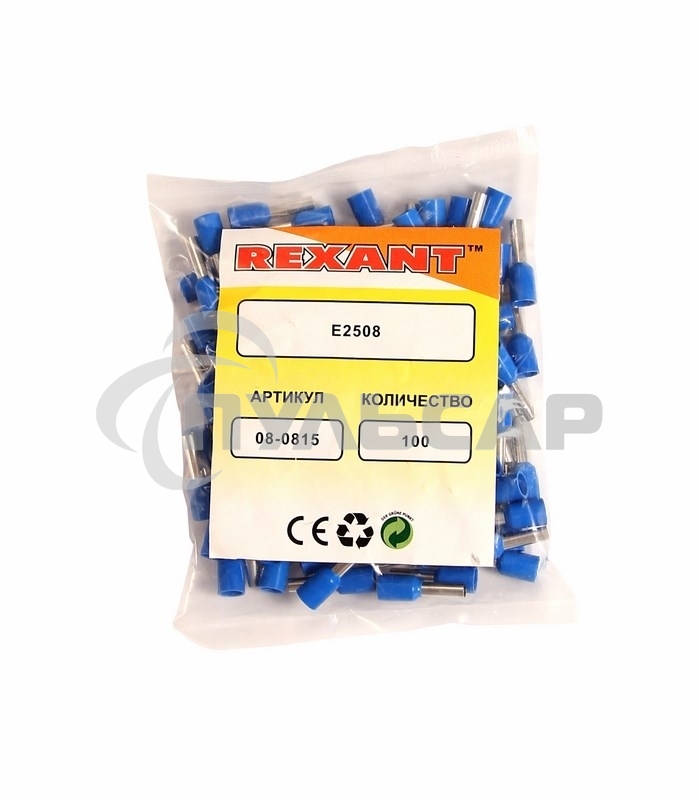 Наконечник штыревой втулочный изолированный F-8 мм 2.5 мм² (НШВи 2.5-8) синий Rexant