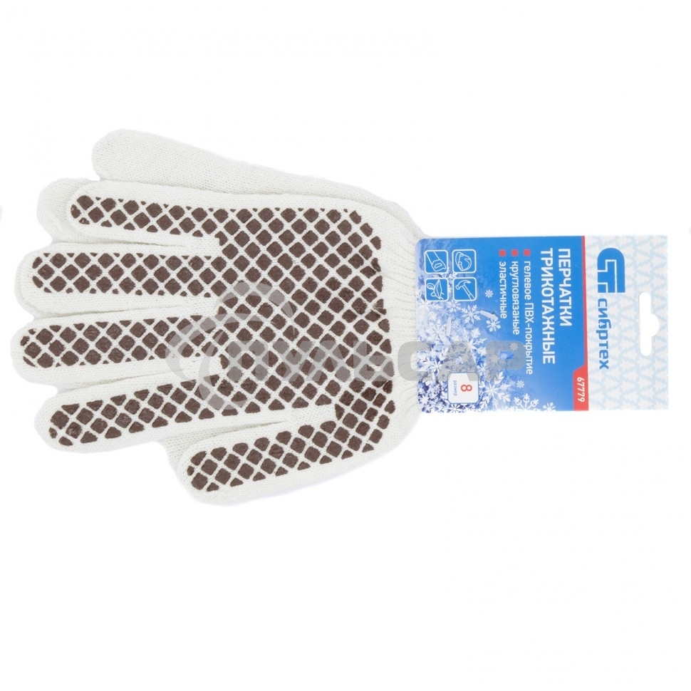 Перчатки трикотажные, рисунок ПВХ гель 