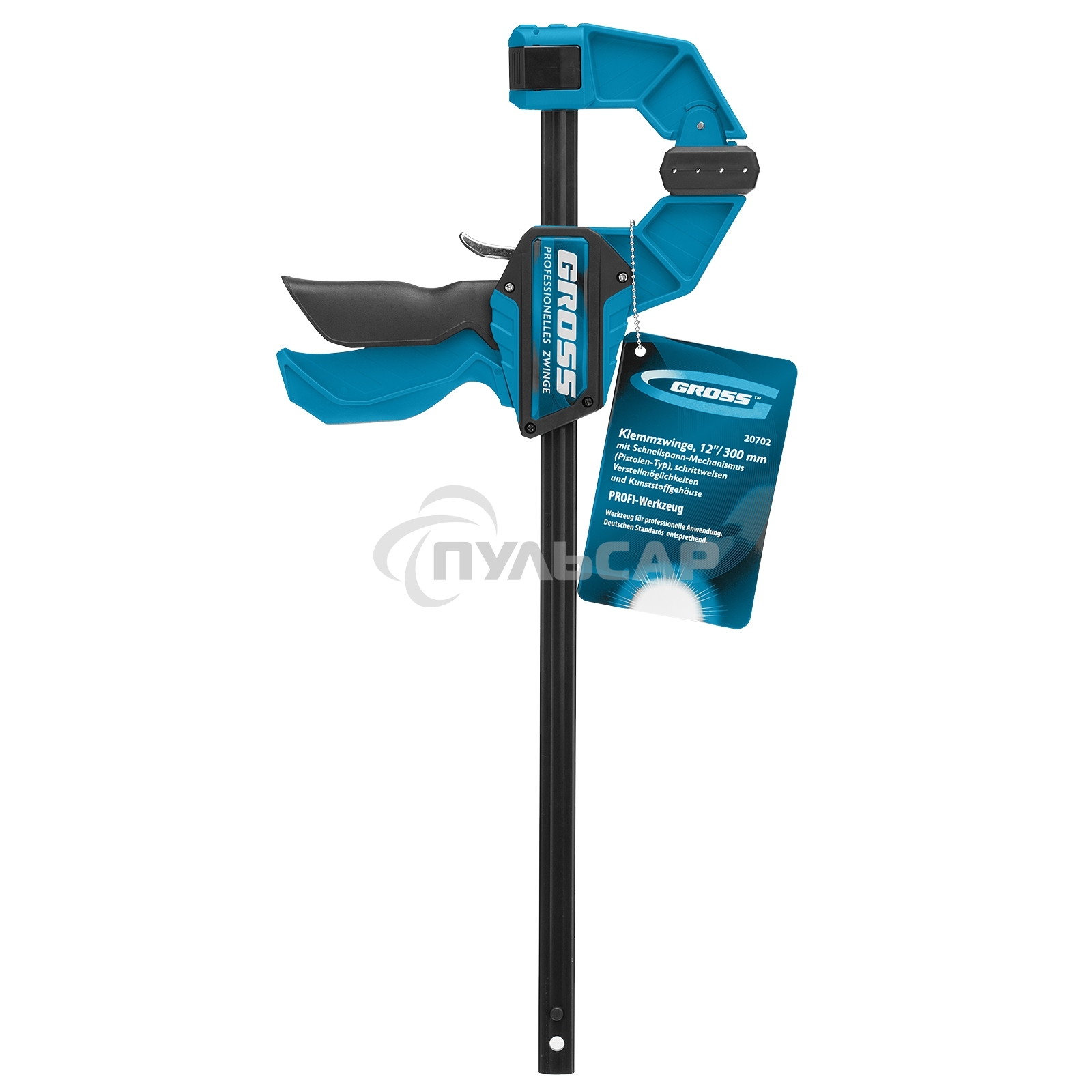Струбцина GROSS 20702 реечная быстрозаж. пистолет. пошаг.механизм пл. корпус 300мм