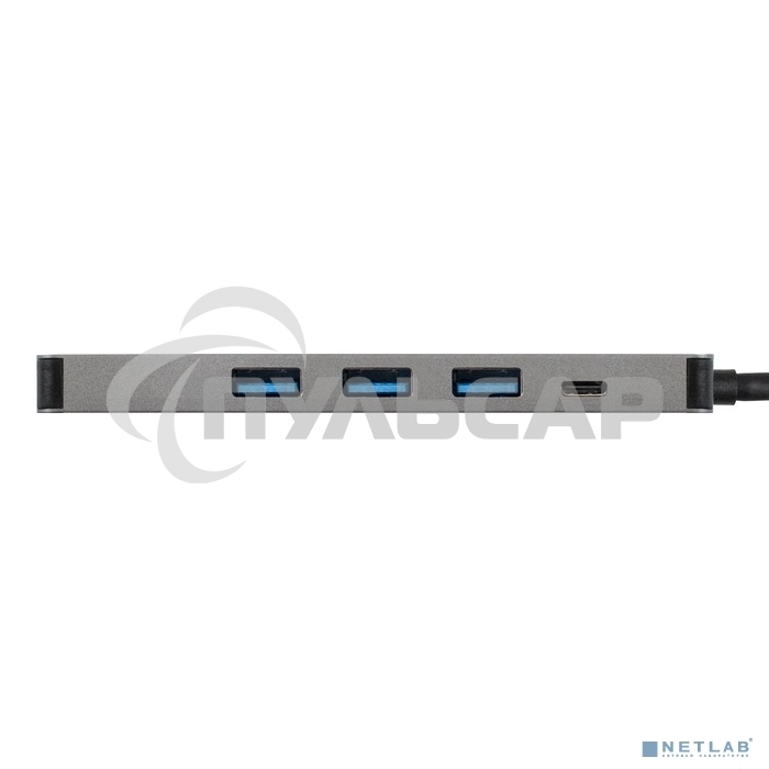 Док-станция ExeGate DUB-31C/PD/H (кабель-адаптер USB Type-C --> 3xUSB3.0 + PD 60W + HDMI 4K@30Hz, Plug&Play, серый)