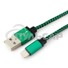 Кабель Gembird USB 2.0 Cablexpert CC-ApUSB2gn1m, AM/Lightning 8P, 1м, нейлоновая оплетка, алюминиевые разъемы, зеленый, пакет