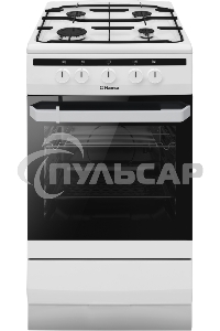 Плита газовая Hansa FCGW51001 белый, конфорок 4 шт, духовка 56 л, 50 см x 85 см x 60 см