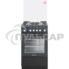 Плита Газовая De Luxe 5040.40г (кр) ЧР-015 черный (стеклянная крышка) реш.чугун
