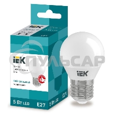 Лампа светодиодная ECO G45 5Вт шар 4000К белый E27 450лм 230-240В ИЭК LLE-G45-5-230-40-E27