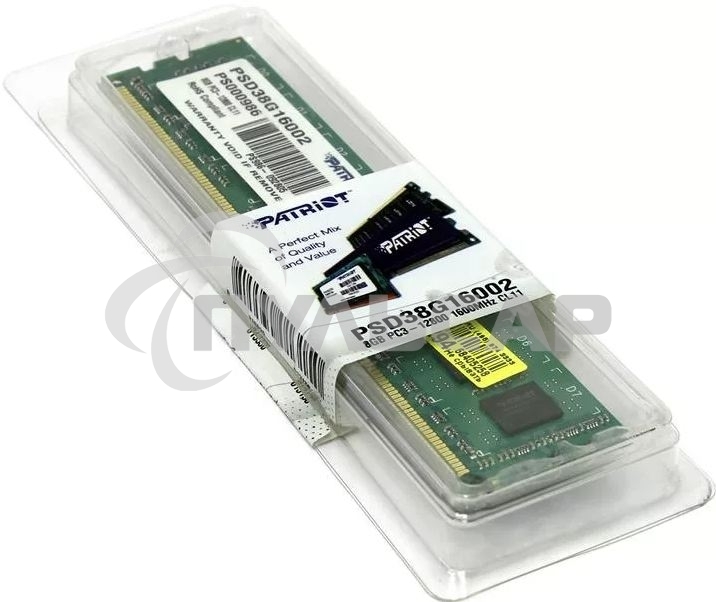 Оперативная память Patriot Signature, DDR3, 8Gb (1x8 Gb), 1600 MHz, CL11, DIMM