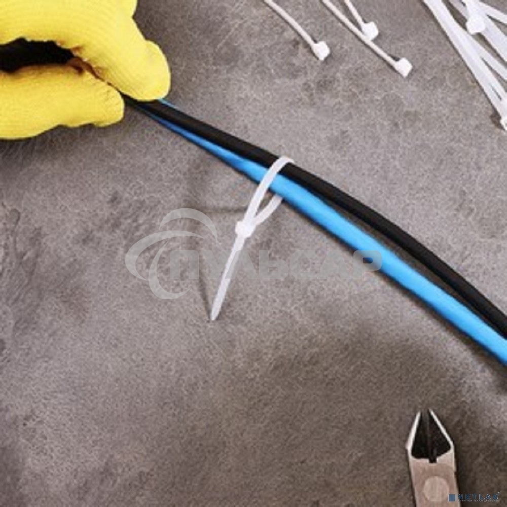 Хомут-стяжка кабельная нейлоновая Rexant 100 x3,6 мм, белая, упаковка 100 шт.