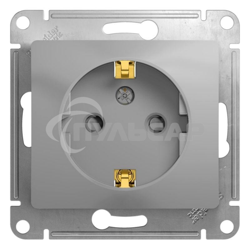 Механизм розетки 1-м СП Glossa 16А защ. шторки с заземл. алюм. SchE GSL000345