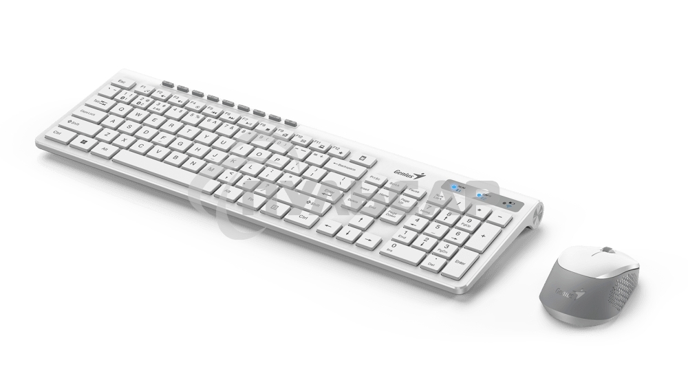 Комплект беспроводной Genius Smart KM-8230 белый, клавиатура+мышь, USB, 1 мини-ресивер на оба устройства. Клавиатура: 104 клавиши кнопка SmartGenius, клавиши т
