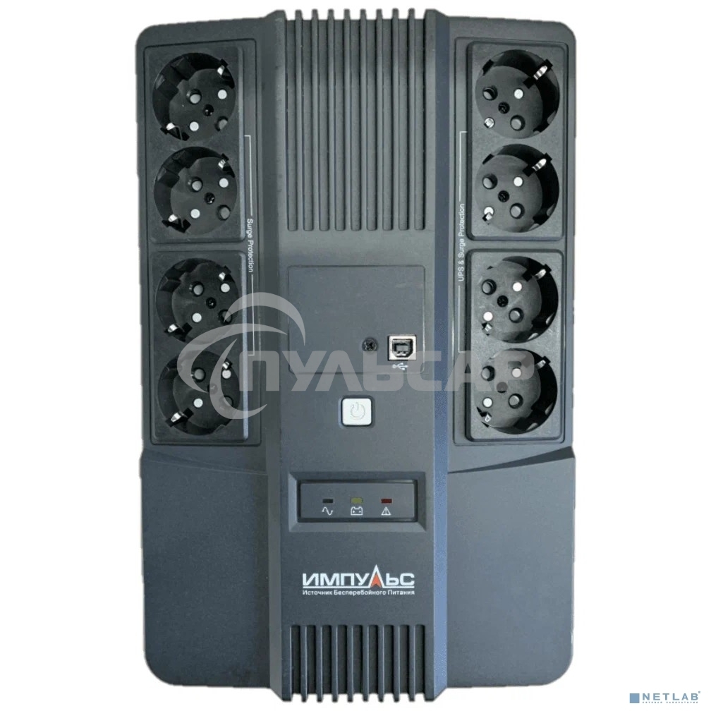 Источник бесперебойного питания Импульс ИБП ИМПУЛЬС МАСТЕР 600, 600ВА/360Вт, LED, USB, RJ11/RJ45, SCHUKOx8