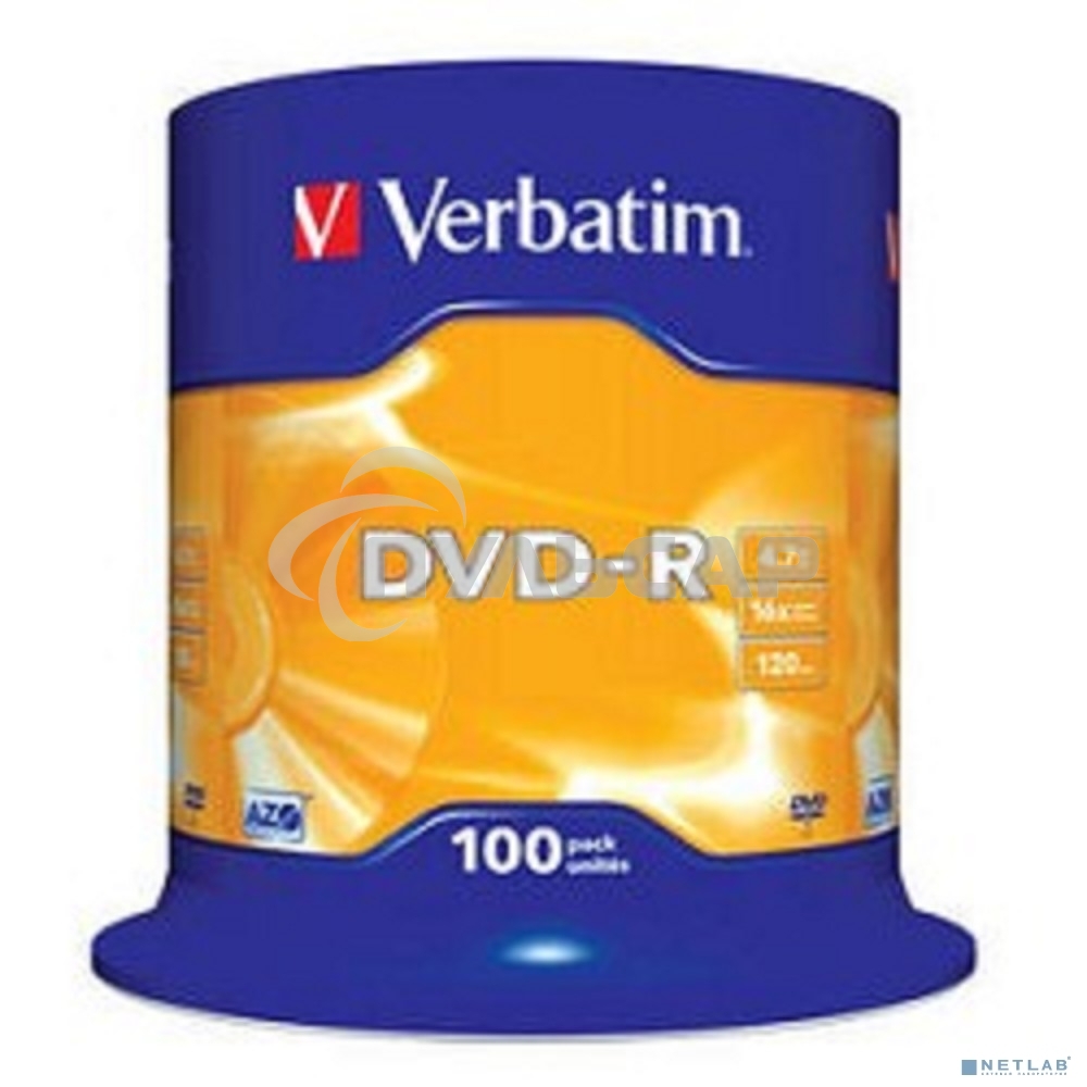 Диск DVD-R Verbatim 4.7Gb 16x Cake Box (100шт) (43549)