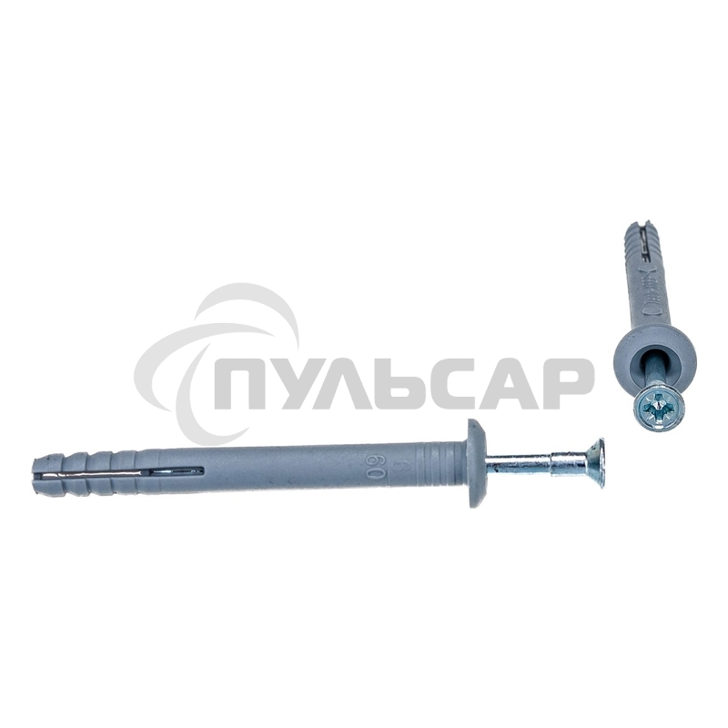 Дюбель-гвоздь грибовидный бортик, полипропилен 6х60 пакет (100 шт/уп) KRANZ 