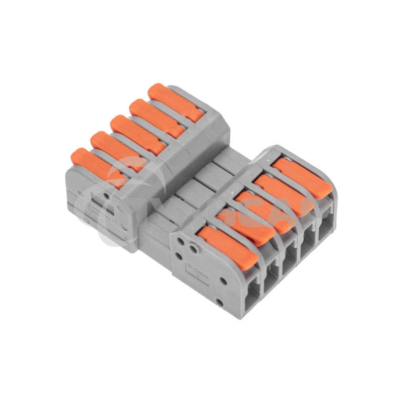 Клемма СМК 222-425R проходная разъемная 5 полюсов серая 0,2-2,5/4мм² (20 шт/уп) Rexant
