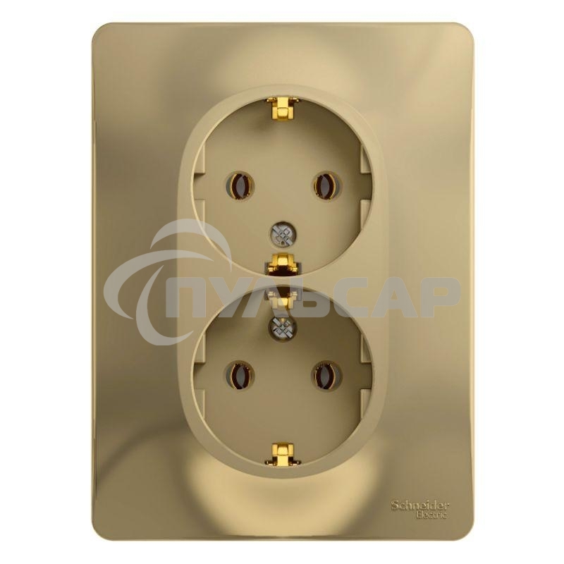 Розетка 2-м СП Glossa в сборе с заземл. в сборе титан SchE GSL000424