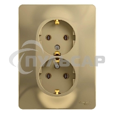 Розетка 2-м СП Glossa в сборе с заземл. в сборе титан SchE GSL000424