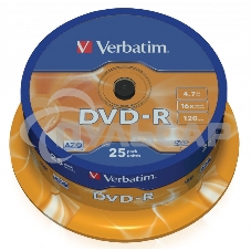 Диск DVD-R Verbatim 4.7Gb 16x Cake Box (25шт) (43522)