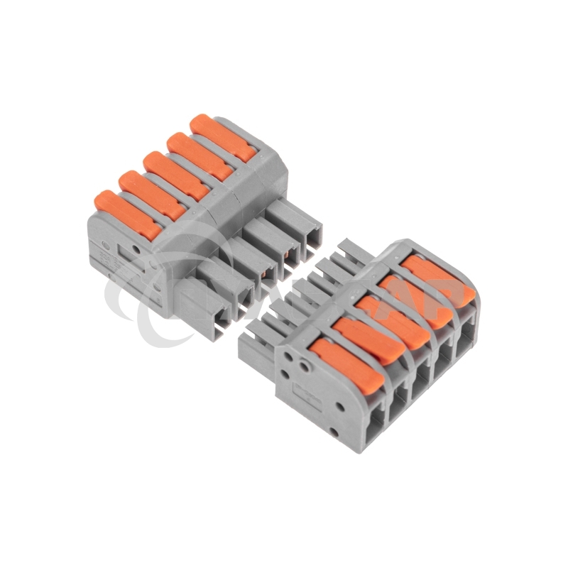Клемма СМК 222-425R проходная разъемная 5 полюсов серая 0,2-2,5/4мм² (20 шт/уп) Rexant