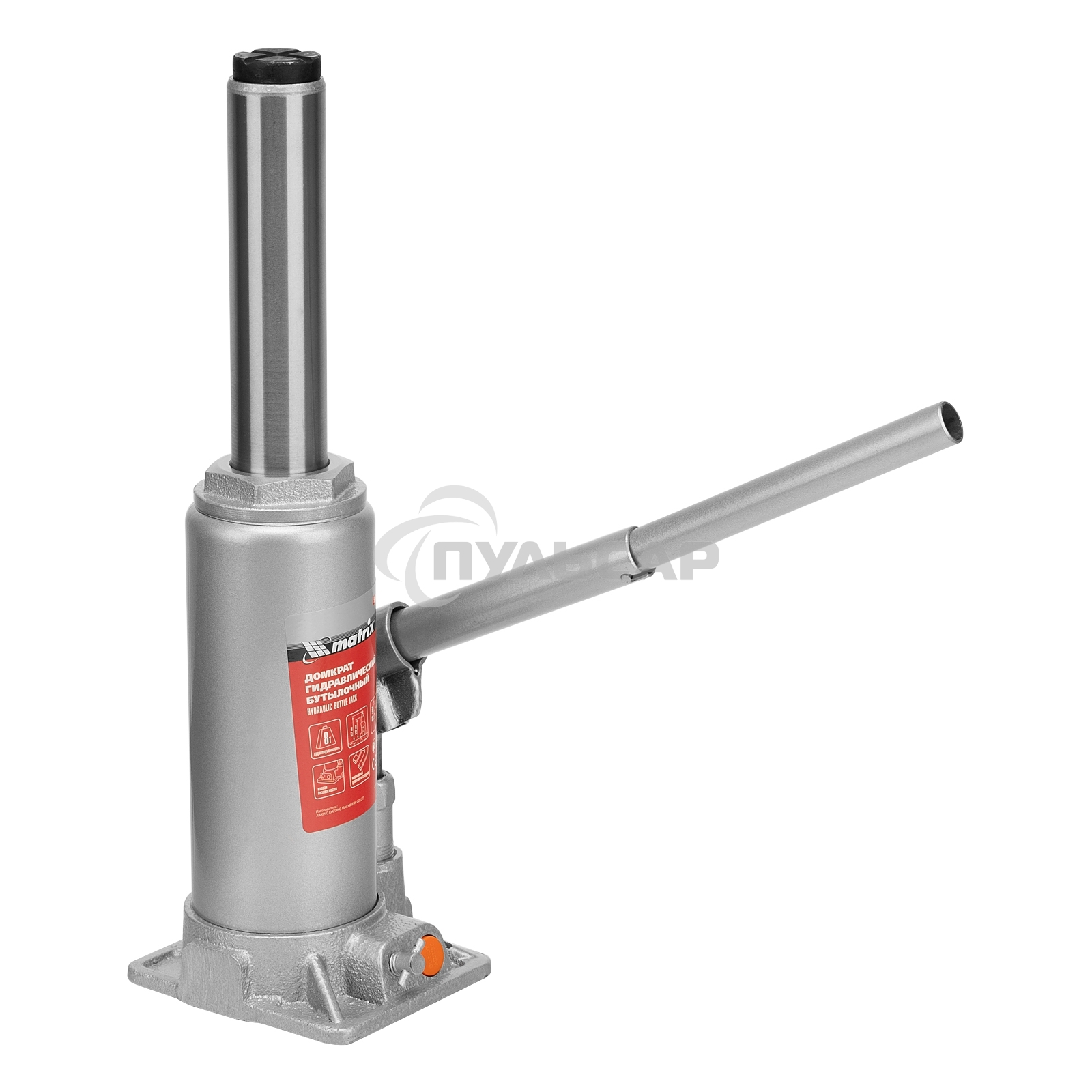 Домкрат гидравлический бутылочный Matrix, 8 т, h подъема 230–457 мм