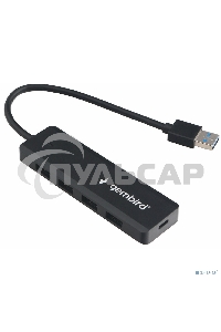 Концентратор USB 3.0 Gembird UHB-C414, 4 порта, кабель 19см, с доп питанием (Type-C)