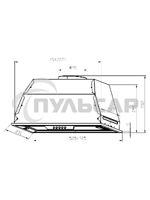 Вытяжка встраиваемая LEX GS Bloc P 900 нержавеющая сталь управление: кнопочное (1 мотор)