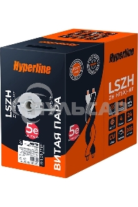 Кабель информационный Hyperline UUTP4R-C5E-S24-IN-LSZH-GY-305 кат.5E UTP 4 пары 24AWG LSZH внутренний 305м серый
