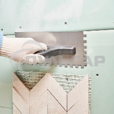 Гладилка нержавеющая 130х270 мм, зуб 10х10 мм, пластиковая ручка Rexant