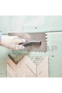 Гладилка нержавеющая 130х270 мм, зуб 10х10 мм, пластиковая ручка Rexant