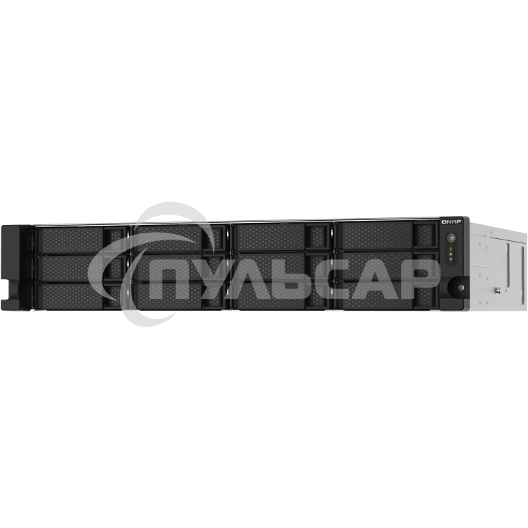 Сетевое хранилище без дисков SMB QNAP TS-1273AU-RP-8G NAS 12 HDD trays, 2x 2.5 GbE, rackmount, 2 PSU. 4-core AMD V1500B2,2 GHz, RAM 8 Gb (8 Gb UDIMM DDR4 (1 x 8 Gb) up to 32 Gb (2 x 16 Gb)). W/o rail kit RAIL-B02