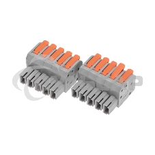 Клемма СМК 222-425R проходная разъемная 5 полюсов серая 0,2-2,5/4мм² (20 шт/уп) Rexant