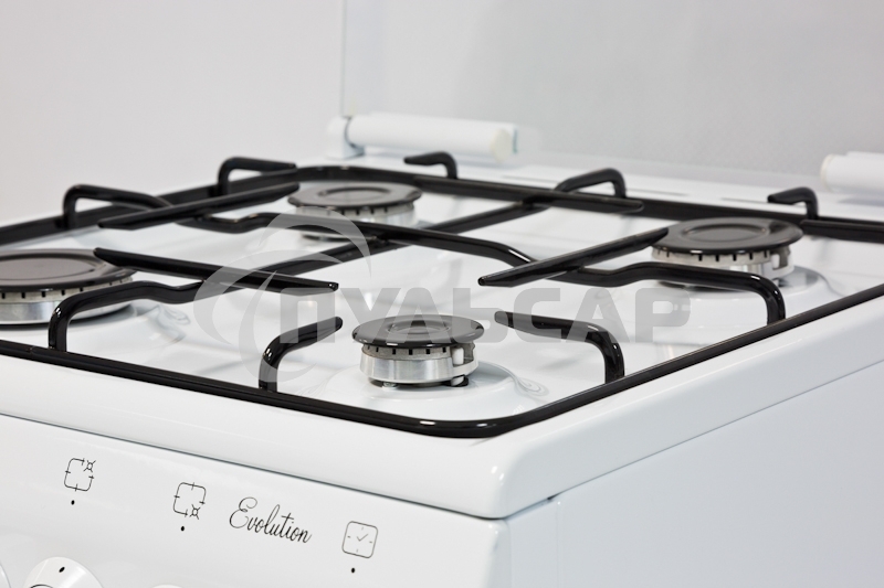 Плита комбинированная De Luxe 506040.00ГЭ (КР) ЧР белый, конфорок 4 шт, духовка 54 л, 50 см x 85 см x 60 см