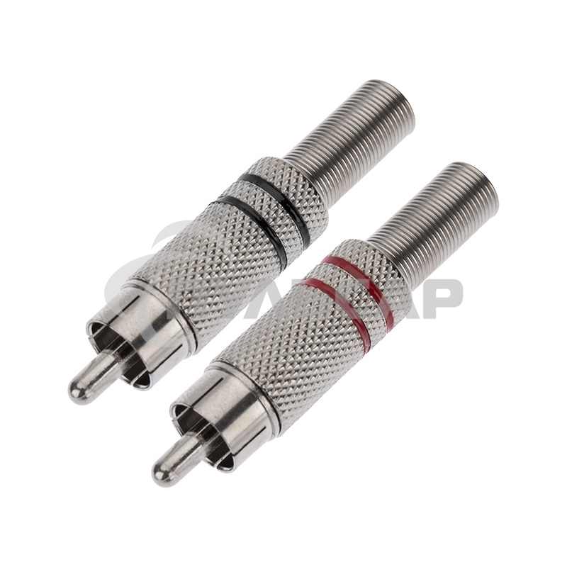 Разъем штекер Proconnect RCA металл пайка ZN черный/красный