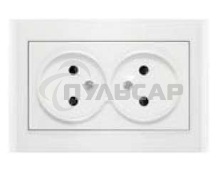 Розетка 2-м СП Бриллиант 16А IP20 защ. шторки без заземл. бел. Universal 7947526