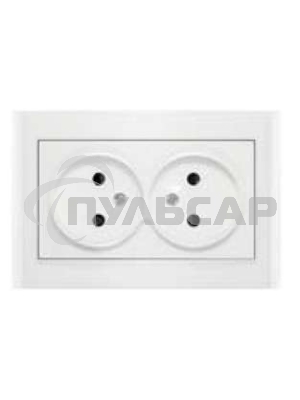 Розетка 2-м СП Бриллиант 16А IP20 защ. шторки без заземл. бел. Universal 7947526