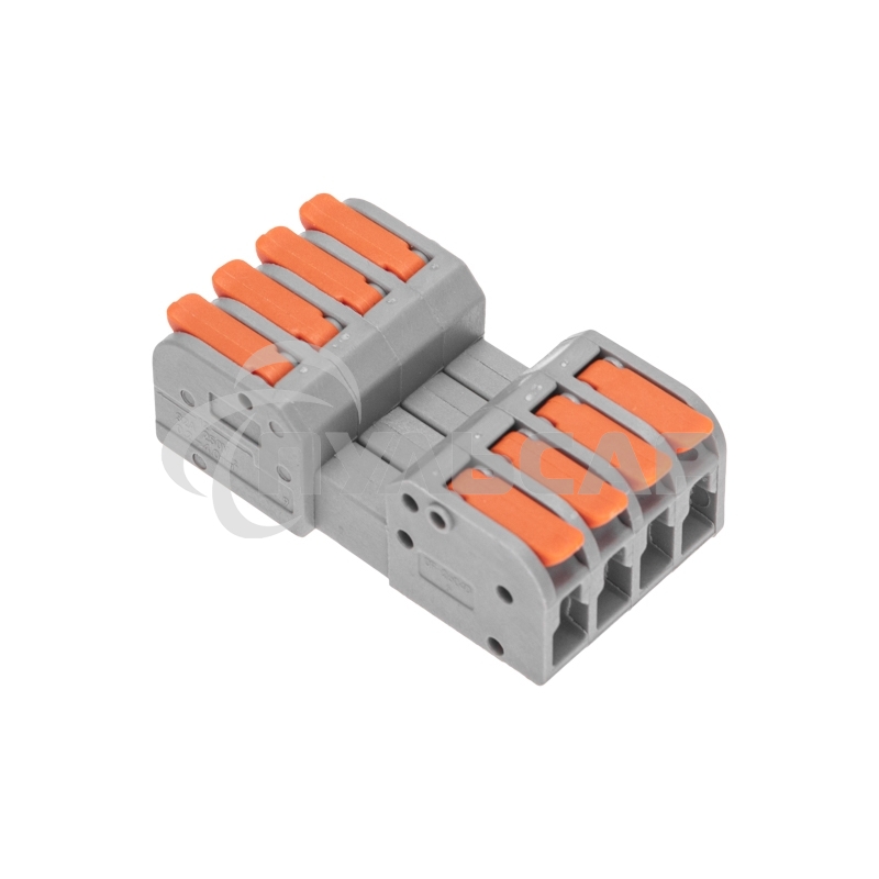 Клемма СМК 222-424R проходная разъемная 4 полюса серая 0,2-2,5/4мм² (20 шт/уп) Rexant