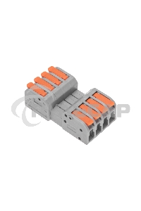 Клемма СМК 222-424R проходная разъемная 4 полюса серая 0,2-2,5/4мм² (20 шт/уп) Rexant