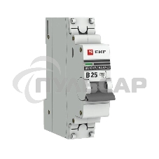 Выключатель автоматический модульный 1п B 25А 4.5кА ВА 47-63 PROxima EKF mcb4763-1-25B-pro