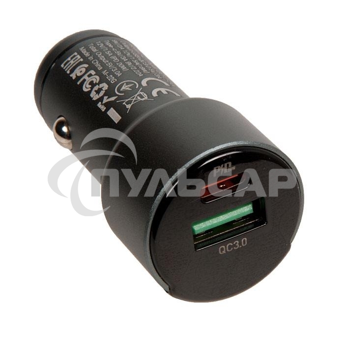 Автомобильная зарядка (от прикуривателя) HOCO Z42, PD20, QC3.0, один порт USB, один порт Type-C, серый