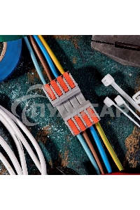 Клемма СМК 222-424R проходная разъемная 4 полюса серая 0,2-2,5/4мм² (20 шт/уп) Rexant