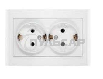 Розетка 2-м СП Бриллиант защ. шторки с заземл. бел. UNIVersal 7947540
