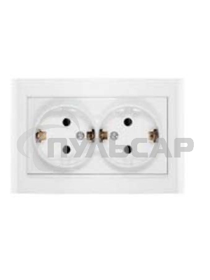 Розетка 2-м СП Бриллиант защ. шторки с заземл. бел. UNIVersal 7947540