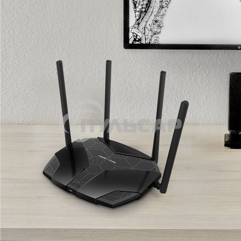 Роутер Mercusys MR70X AX1800 Dual-Band WiFi 6 Router, 574 Mbps at 2.4 GHz + 1201 Mbps at 5 GHz,4× Fixed External Antennas, 3× Gigabit LAN Ports, 1× Gigabit WAN Port, 1024-QAM, OFDMA, Router/Access Point Mode, MU-MIMO, WPA3, TWT, BSS Color
