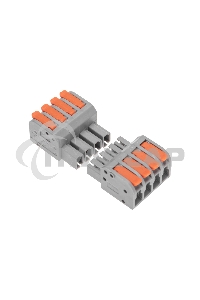 Клемма СМК 222-424R проходная разъемная 4 полюса серая 0,2-2,5/4мм² (20 шт/уп) Rexant