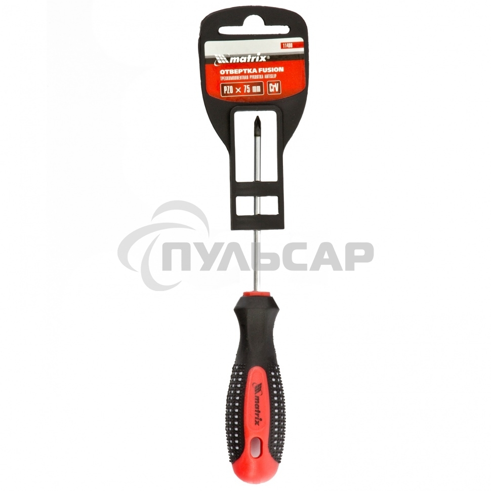 Отвертка Matrix Fusion, PZ0 x 75 мм, CrV, 3-х компонентная рукоятка 