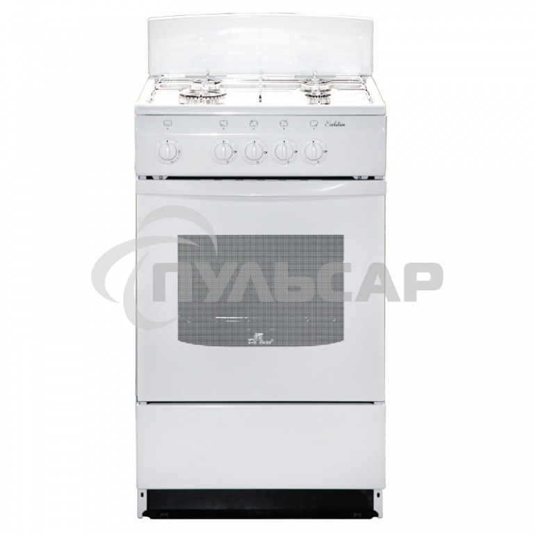 Плита газовая De Luxe 5040.45Г (Щ) -001 белый, конфорок 4 газовых, духовка 46 л, 50 см x 85 см x 50 см