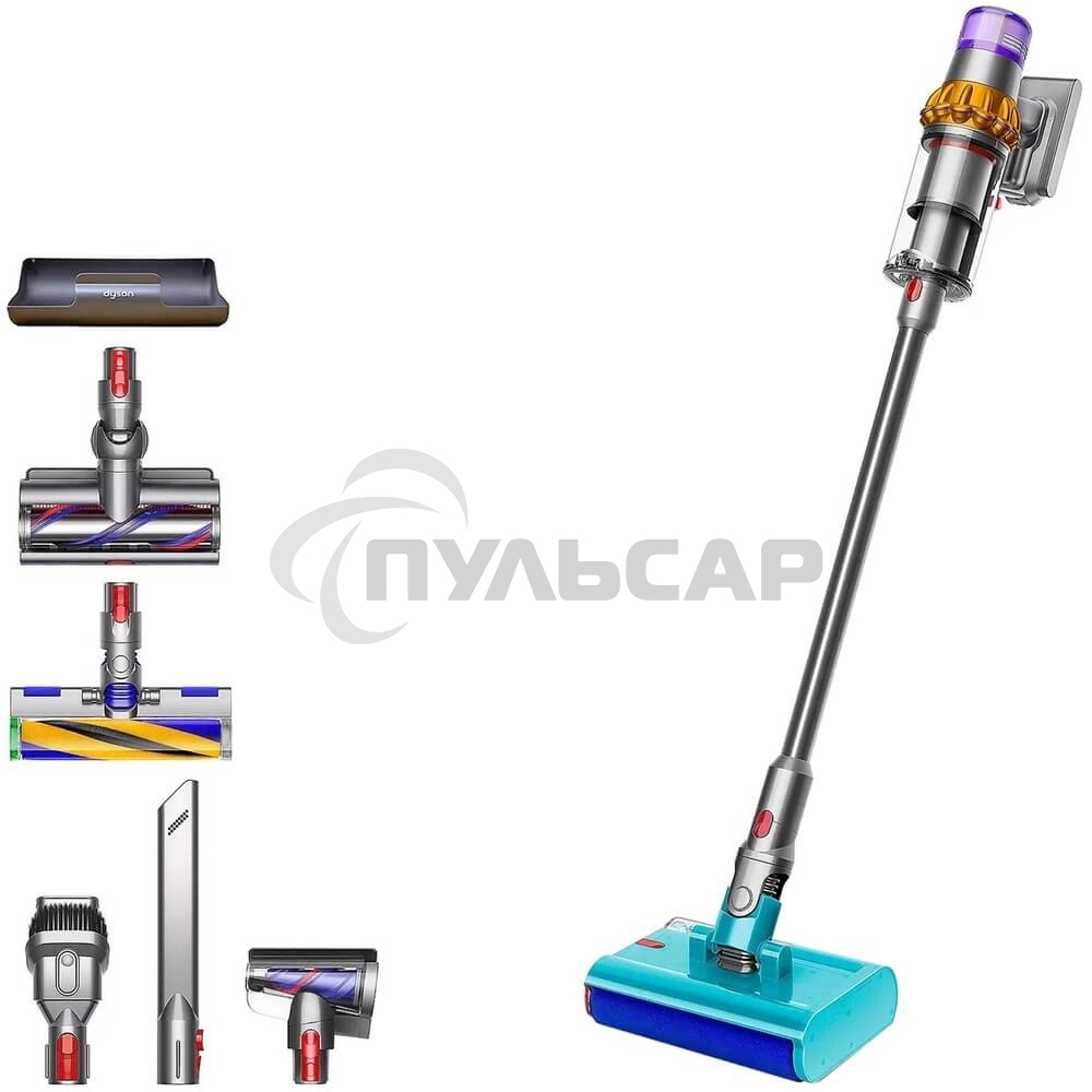 Пылесос вертикальный Dyson V15s Detect Submarine (448798-01) серый, питание от аккумулятора, 240 Вт, уборка влажная/сухая, пылесборник 0,76 л, работа от АКБ max 60 мин.