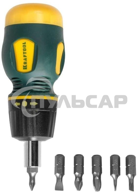 Набор KRAFTOOL 26190-H7 отвертка реверсивная с битами SL3/5/6мм PH1/2/3 7шт
