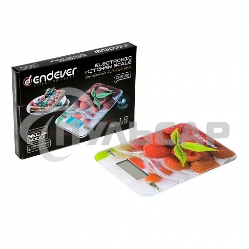 Весы кухонные Endever Chief-506 Цена деления - 1 г, Ситема мер в килограммах, граммах, ЖК дисплей.