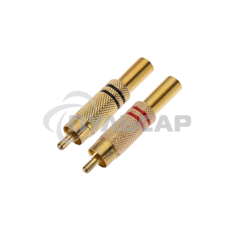 Разъем штекер Proconnect RCA металл пайка ZN черный/красный GOLD