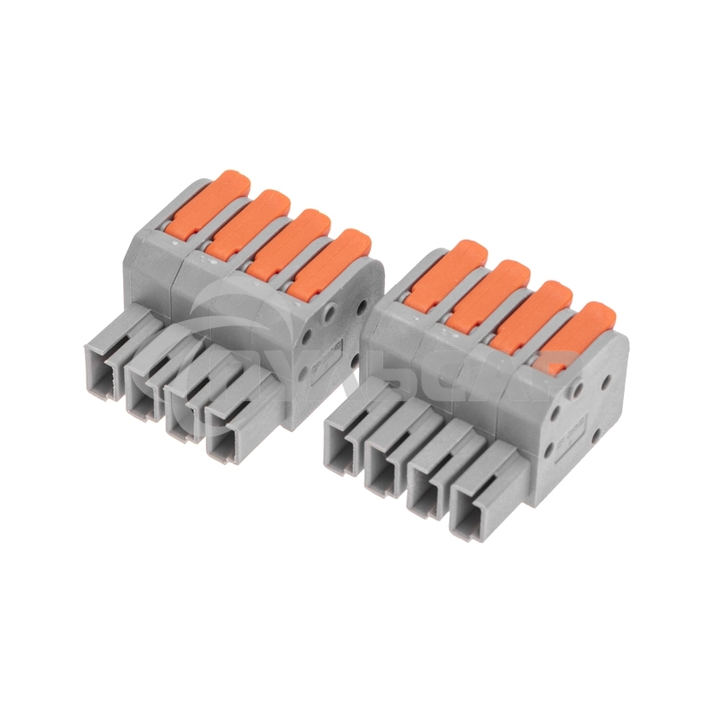 Клемма СМК 222-424R проходная разъемная 4 полюса серая 0,2-2,5/4мм² (20 шт/уп) Rexant