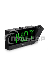 Радиобудильник Hyundai H-RCL243 черный LCD проек.изоб. подсв:зеленая часы:цифровые FM