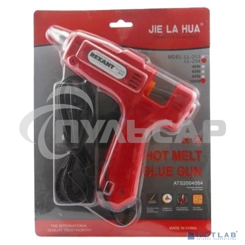 Пистолет клеевой Rexant, 100 Вт, Ø11 мм, с кнопкой, блистер